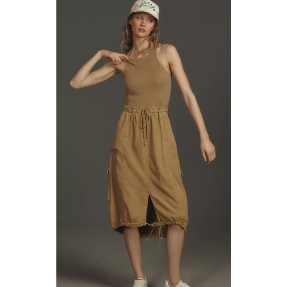 Daily Practice by Anthropologie Be Bold Racerback Twofer Dress Moss Size Medium - Picture 1 of 10